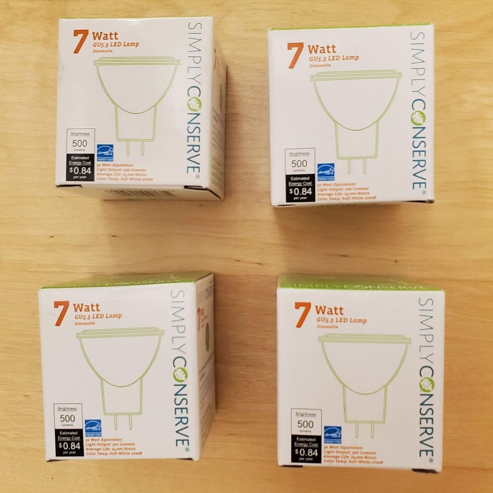 Simply Conserve 7 watt MR16 GU5.3 LED Warm 2700k Energy Star Bulbs (Set of 4)
